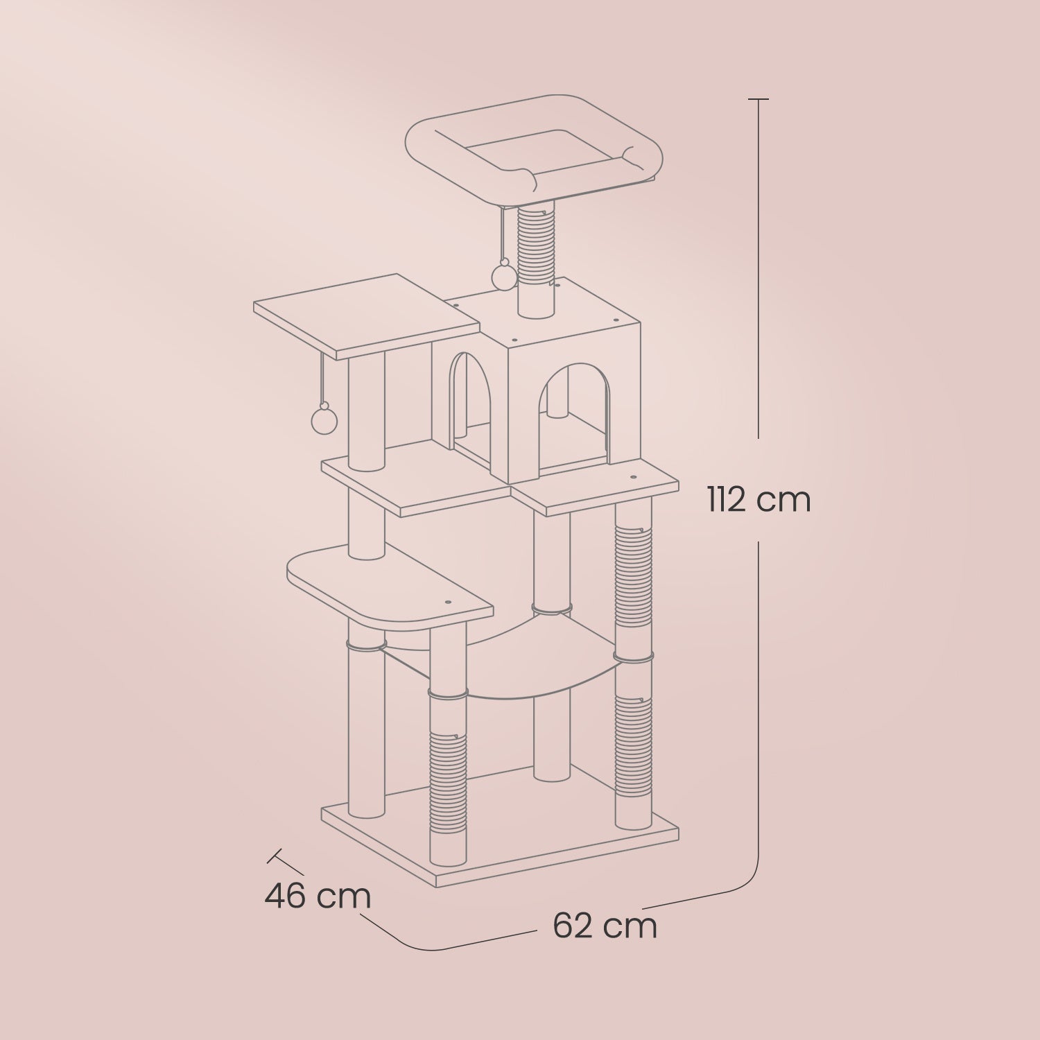 Katzenbaum Mehrstufig mit Höhle Liegemulde und Hängematte
