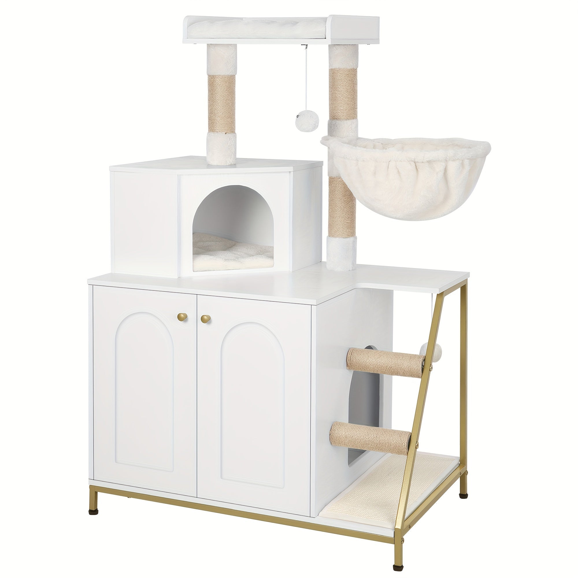 Katzenklo-Möbel und Katzenhaus 4-in-1 mit Kratzstämmen