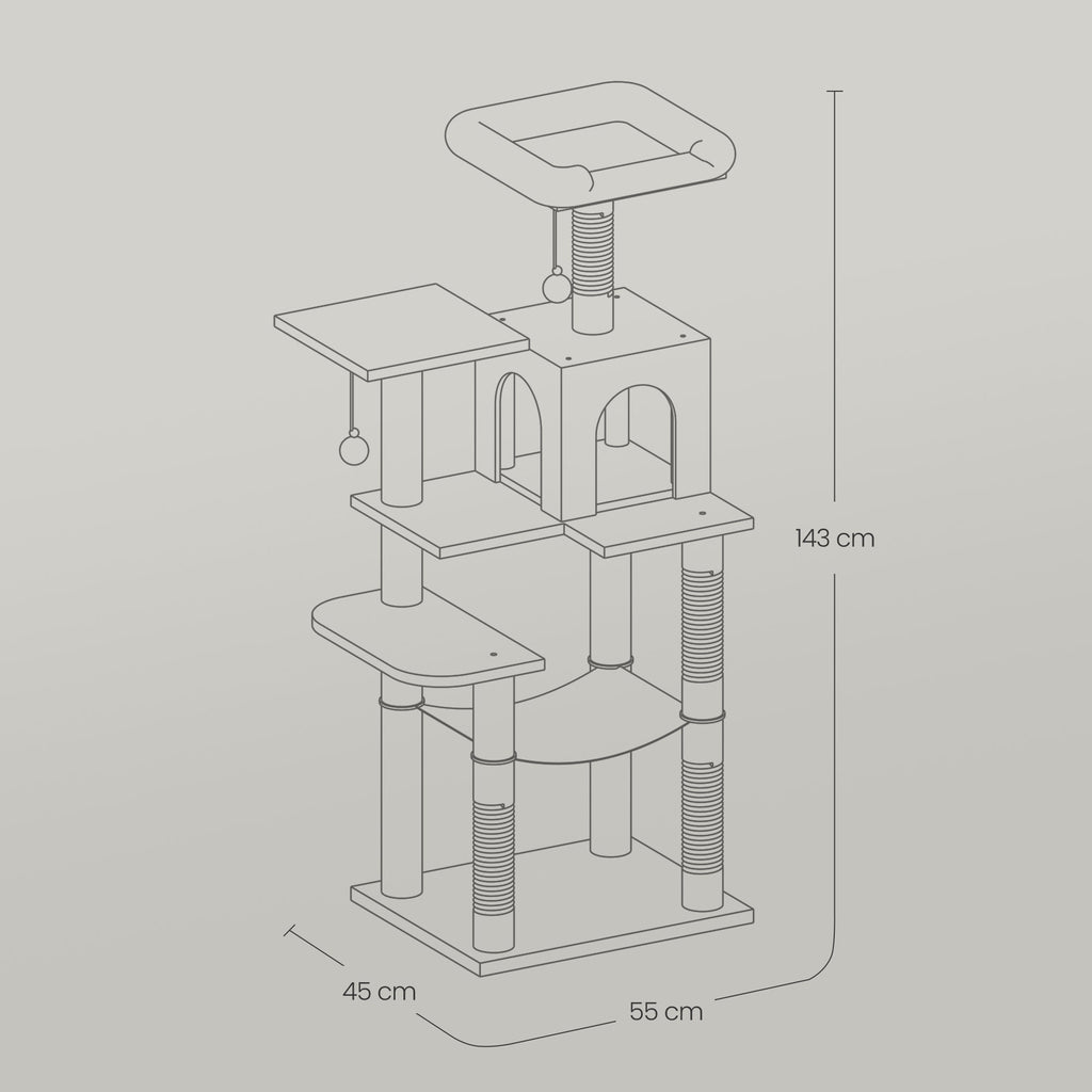 Kratzbaum mit Hängematte Höhle Stabil für Wohnungskatzen