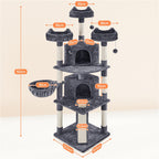 Robuster Kratzbaum mit 3 Liegeflächen 8 Sisalstämmen und 2 Höhlen