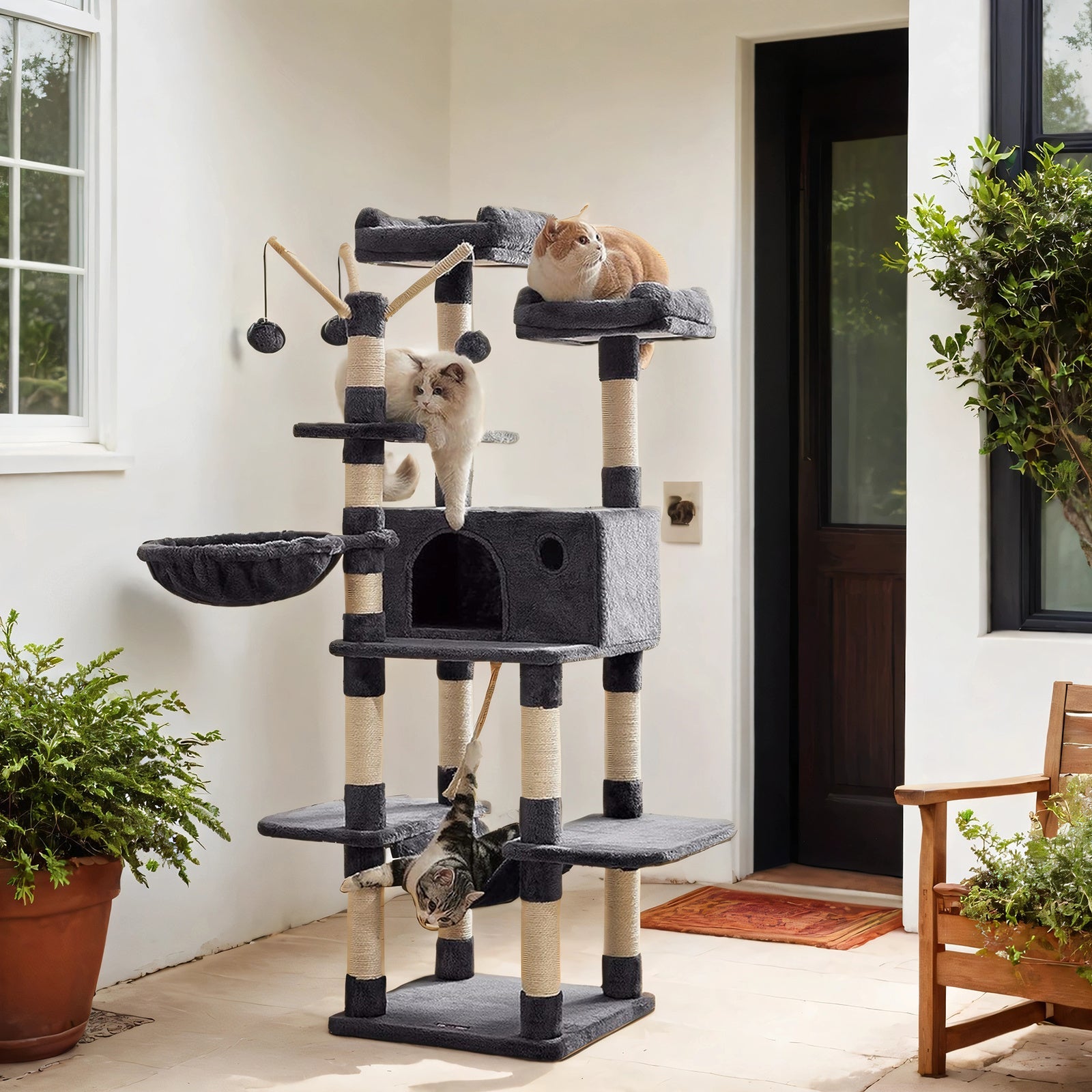 XXL Kratzbaum mit Hängematte Höhle Stabil