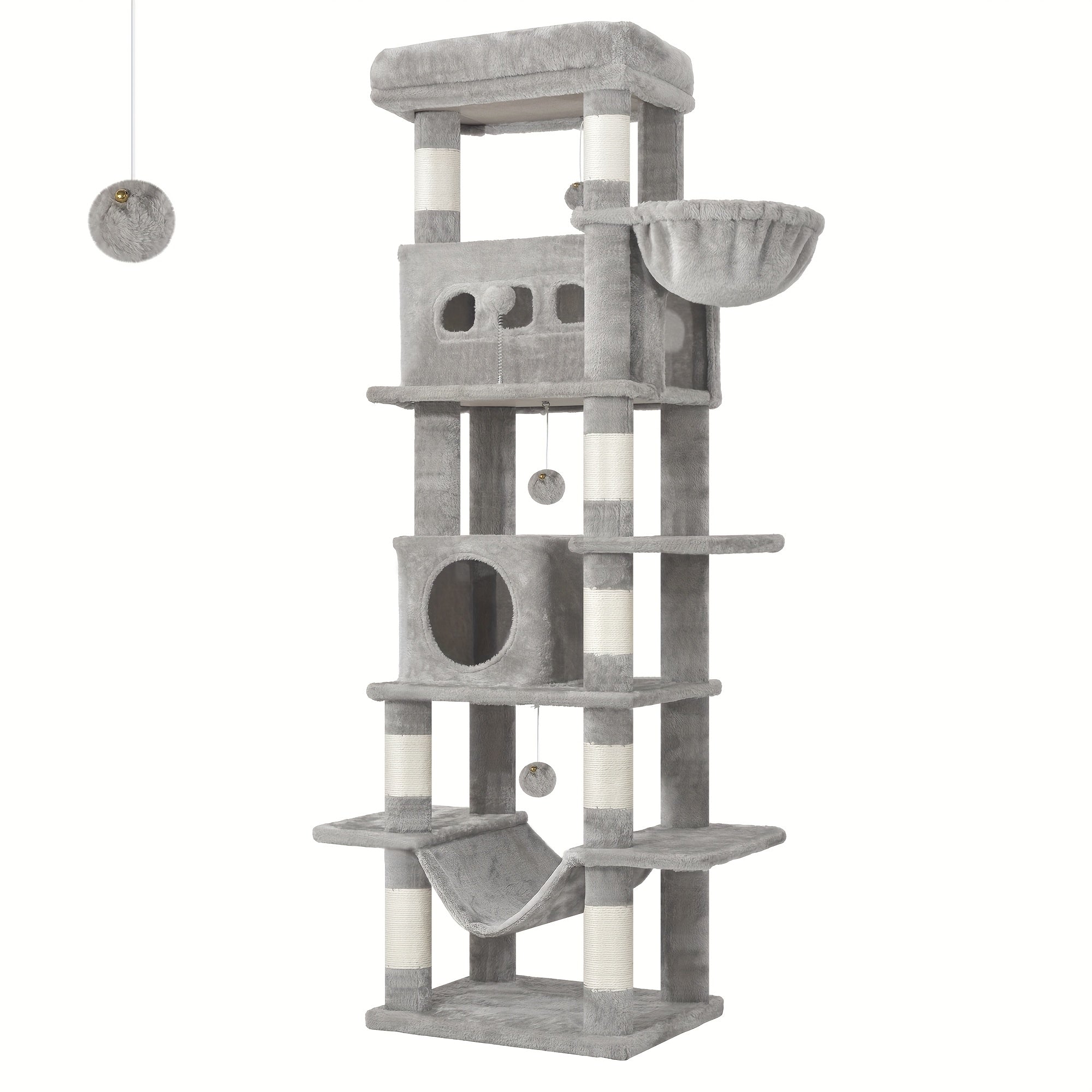 Großer Katzenbaum Mehrstufiges Haus mit 8 Kratzstämmen und Hängematte