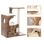 Kratzbaum Holz mit 3 Betten und Höhle