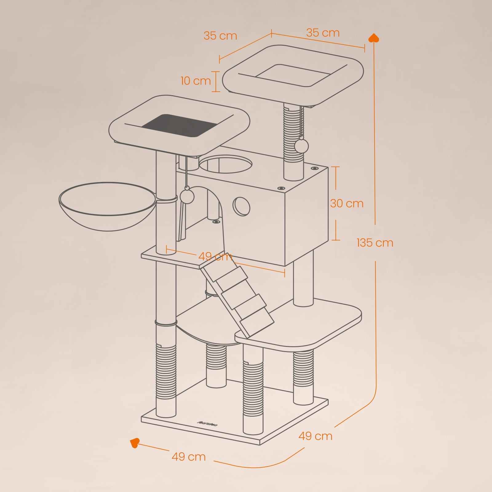 Katzenbaum Klettergerüst mit Betten Hängematte und Treppen