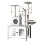 Katzenbaum Turm All-in-One mit Integriertem Katzenklo-Möbel