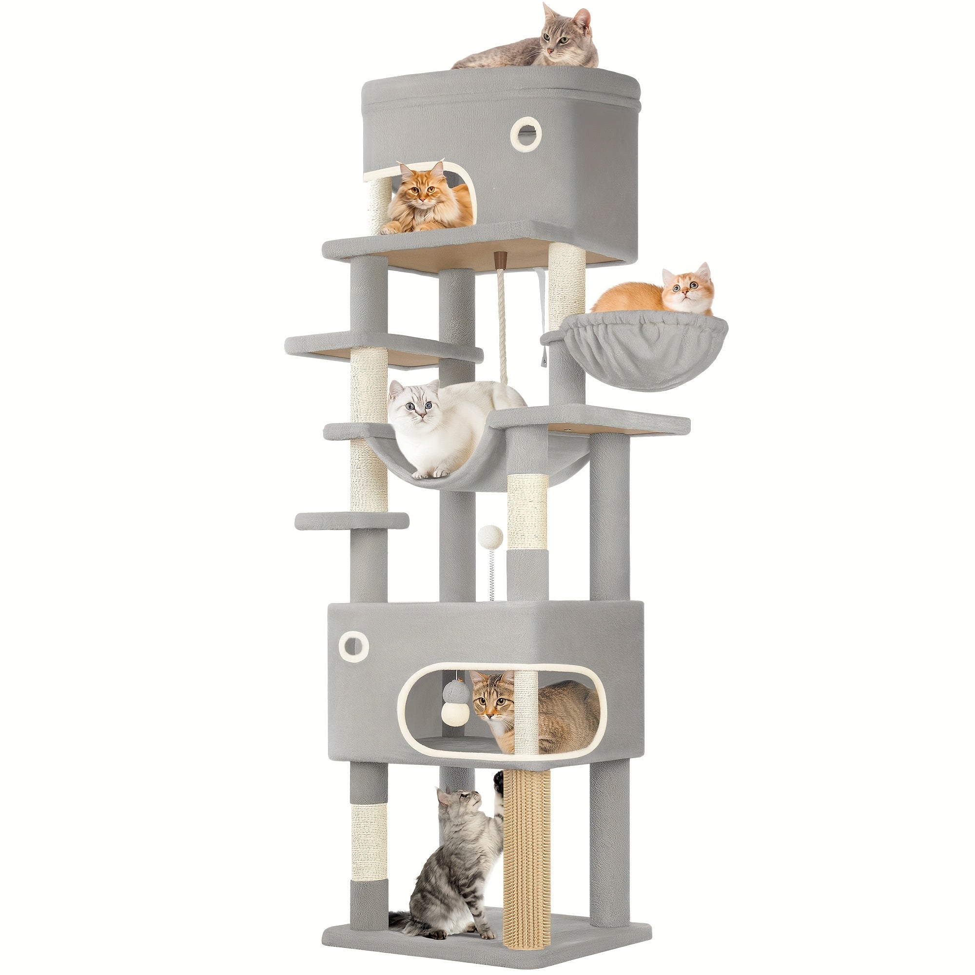 Kratzbaum Große Plattform mit 2 Höhlen und 7 Sisalstämmen