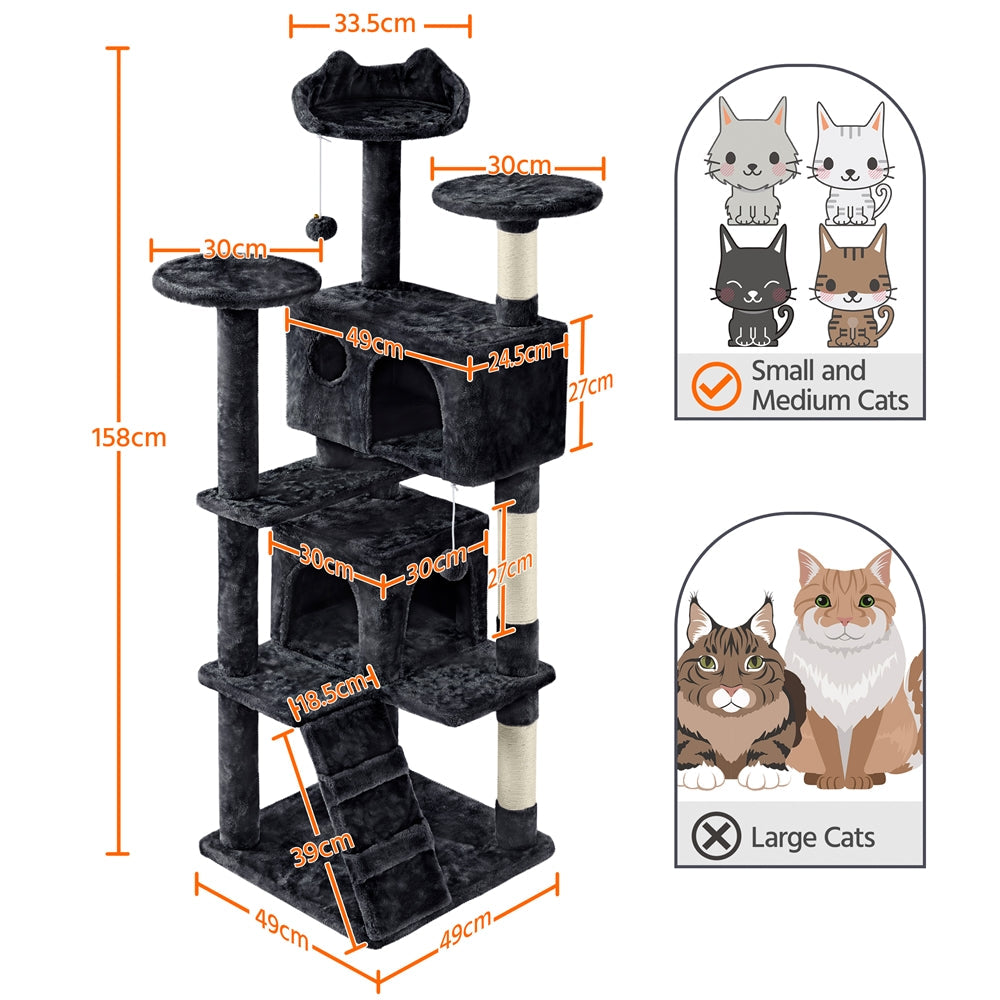 XXL Kratzbaum mit großer Höhle, Plattform und Leiter