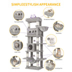 Großer Katzenbaum Mehrstufiges Haus mit 8 Kratzstämmen und Hängematte