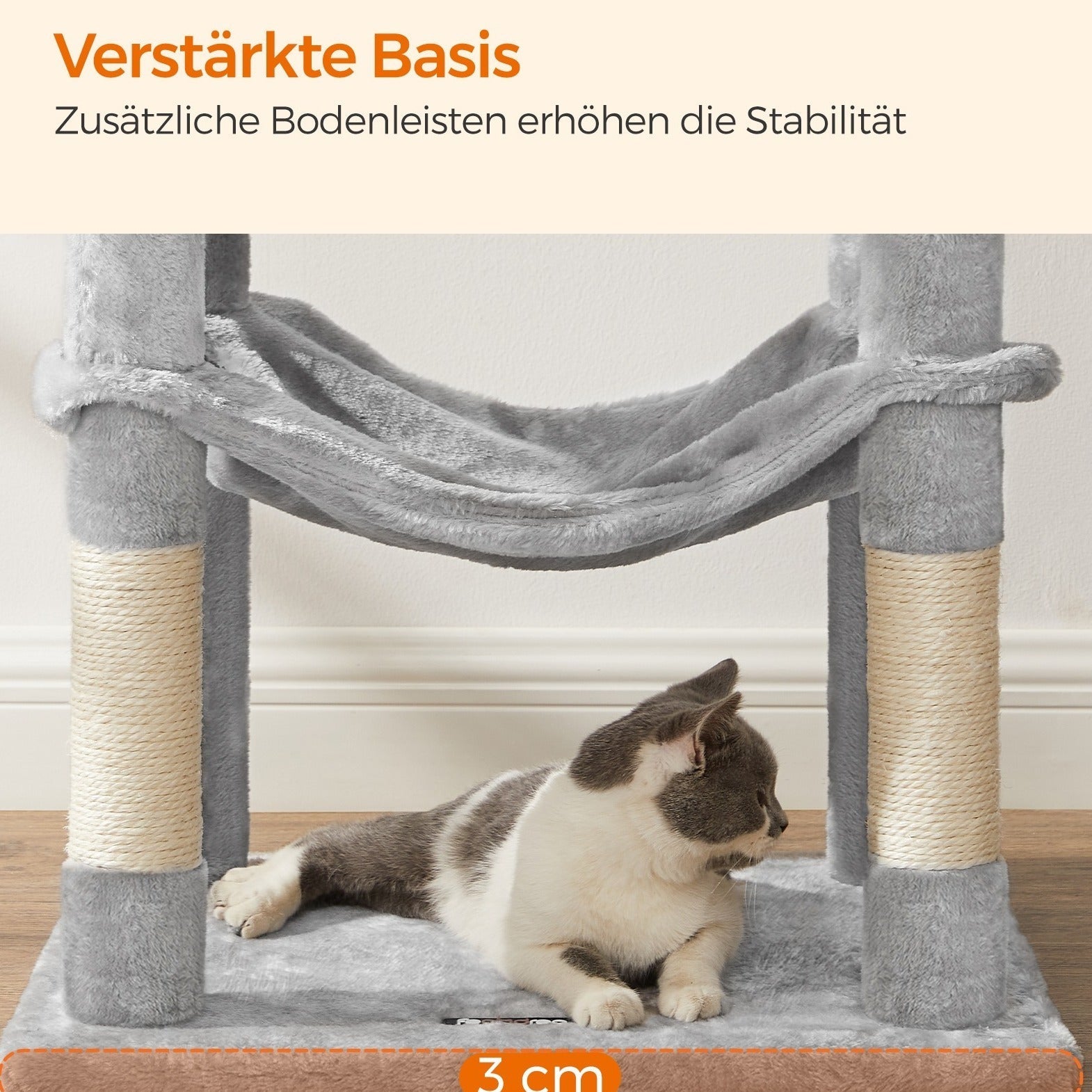 Kratzbaum mit Hängematte Höhle Stabil für Wohnungskatzen