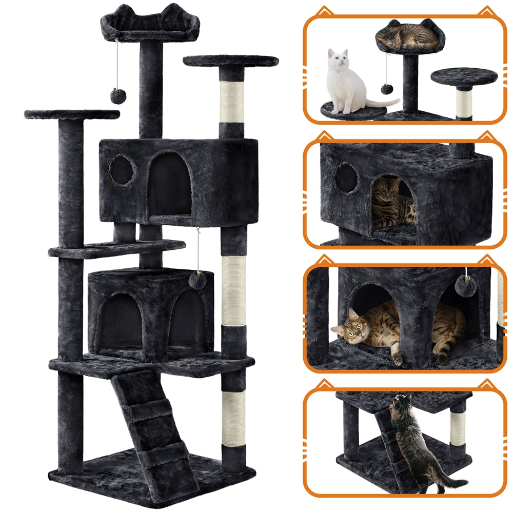 XXL Kratzbaum mit großer Höhle, Plattform und Leiter