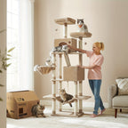 Großer XXL Kratzbaum mit Stämmen Höhlen und Hängematte