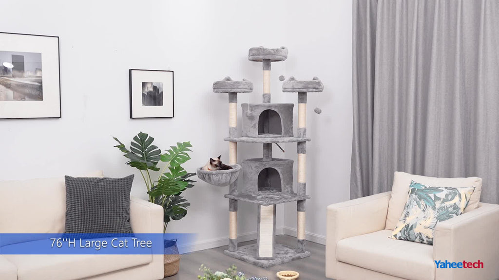 Robuster Kratzbaum mit 3 Liegeflächen 8 Sisalstämmen und 2 Höhlen