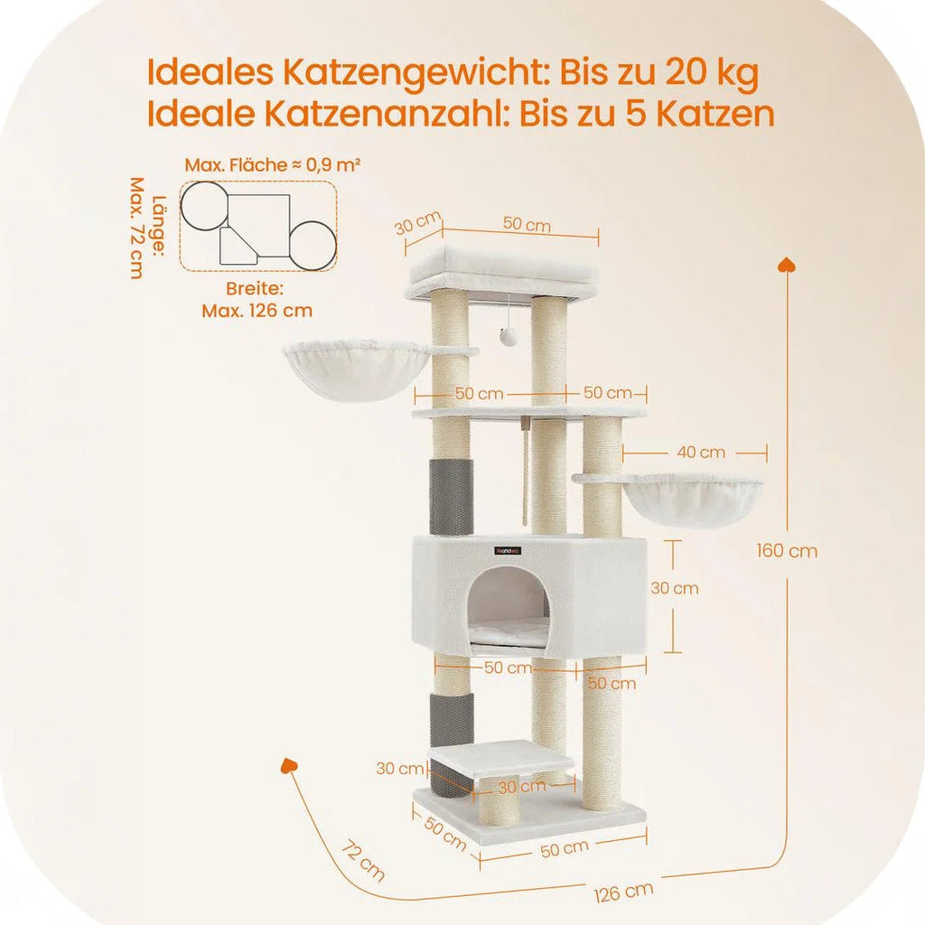 Katzenbaum Mehrstufig mit Höhle Hängematten und Pompom