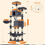 Großer XXL Kratzbaum mit Stämmen Höhlen und Hängematte