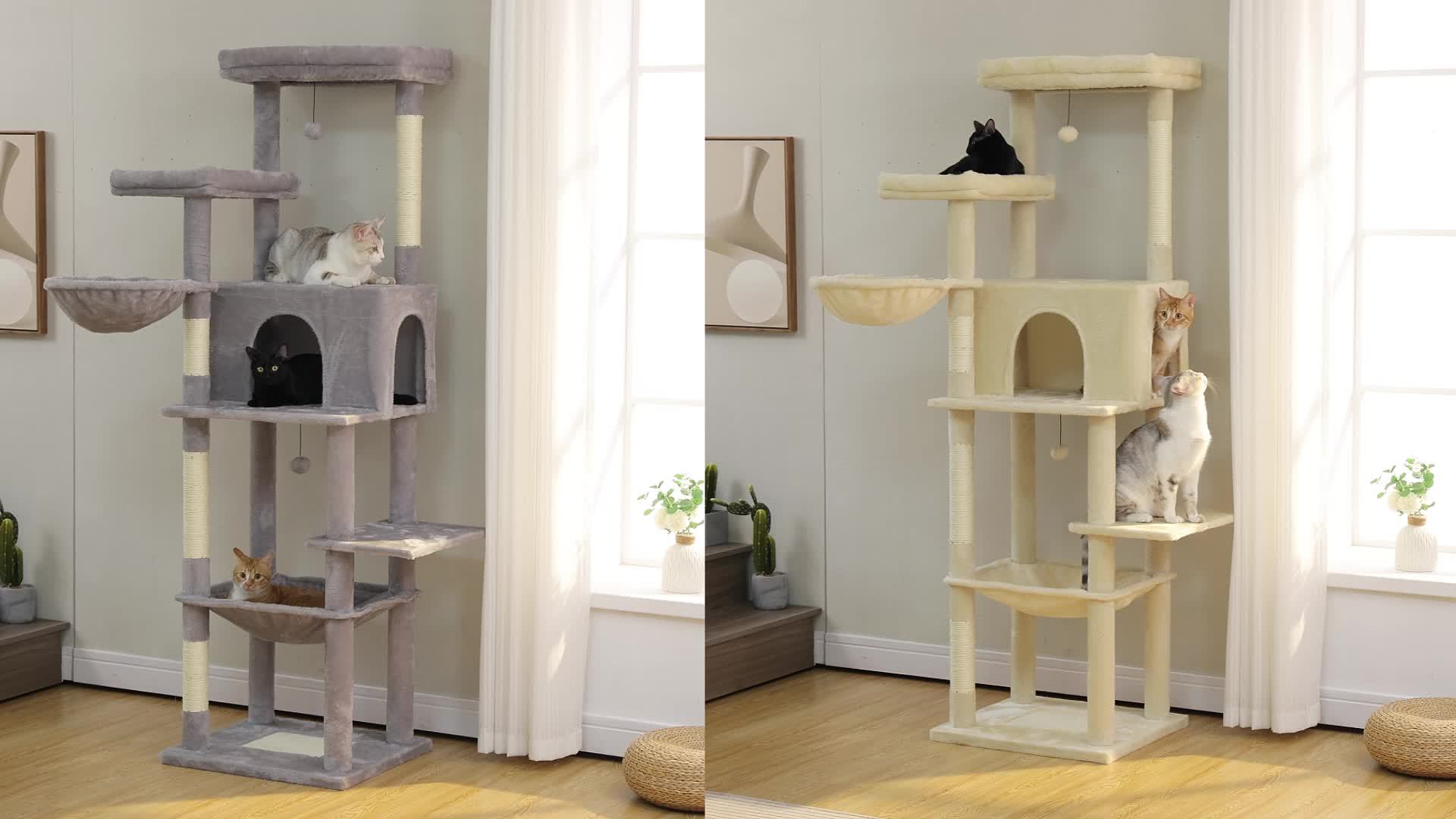 Großer Kratzturm Metallrahmen Hängematten Mehrstufig für Große Katzen