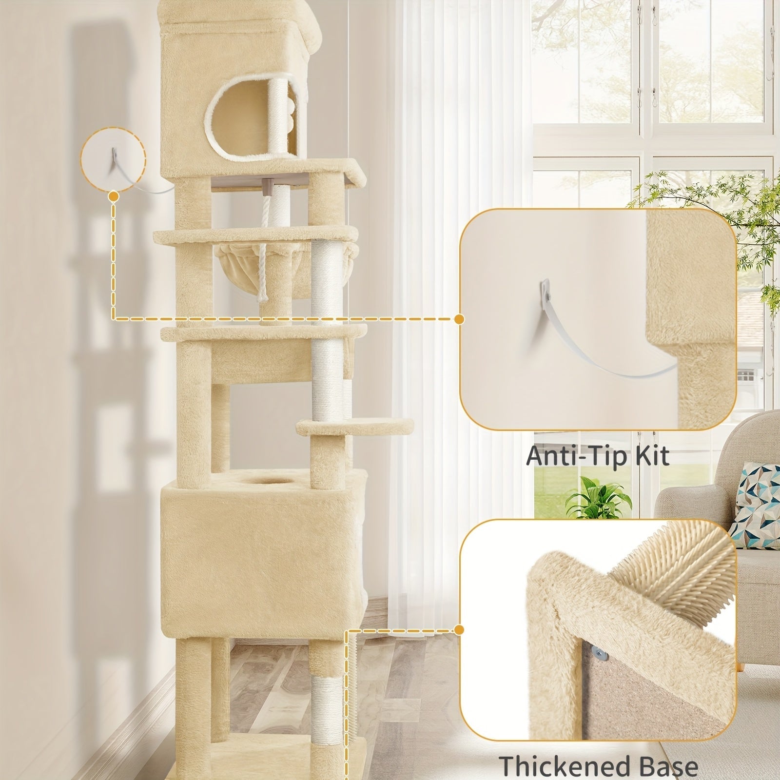 Kratzbaum Große Plattform mit 2 Höhlen und 7 Sisalstämmen