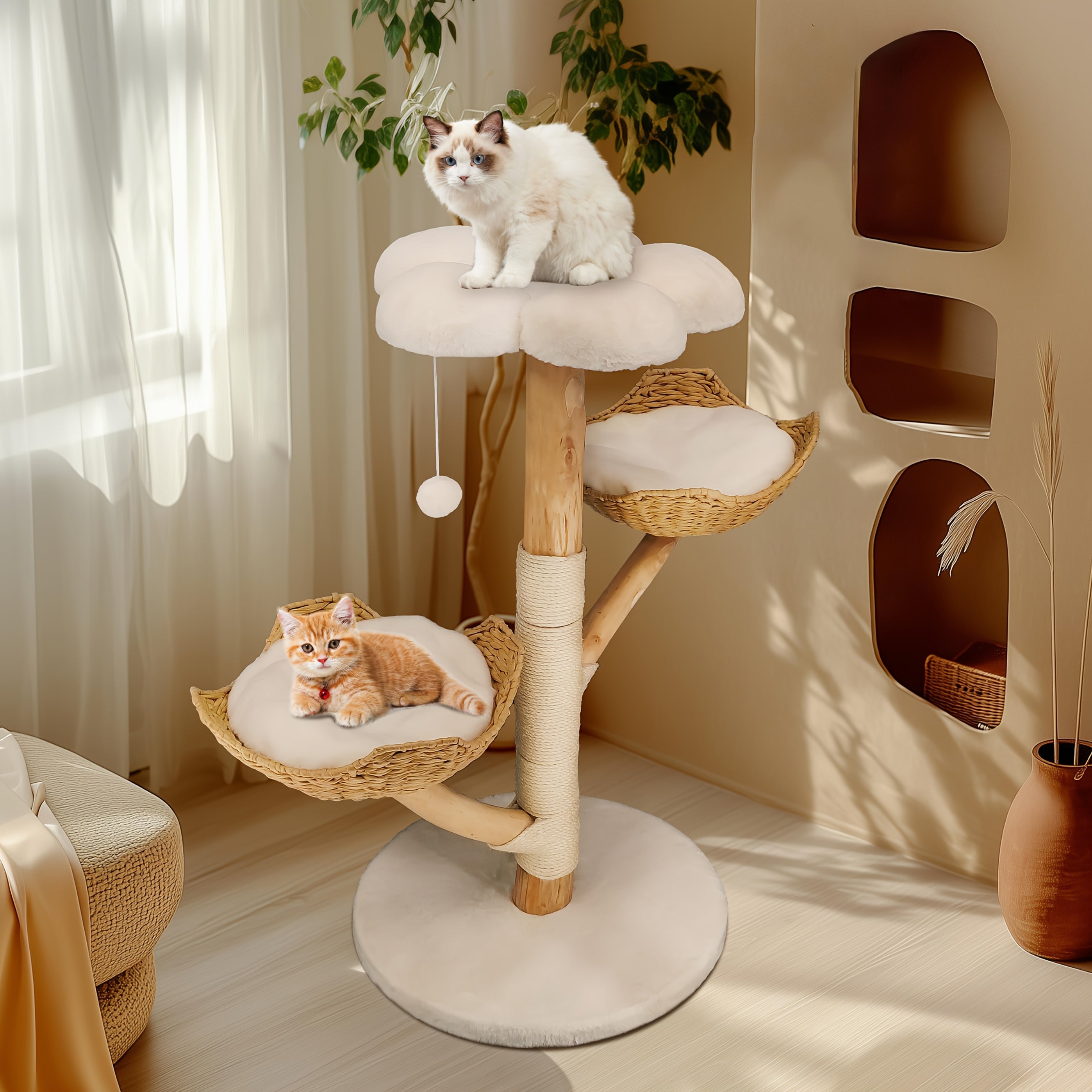 Katzenbaum Condo Mehrstufig mit Hängematte Höhle Stabil Kippsicher