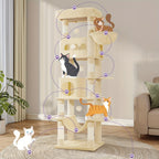 Großer Katzenbaum Mehrstufiges Haus mit 8 Kratzstämmen und Hängematte