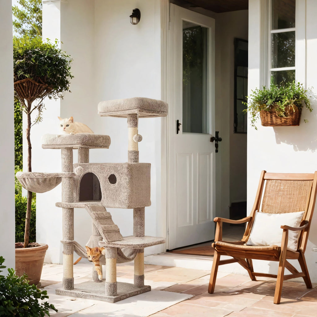 Katzenbaum Klettergerüst mit Betten Hängematte und Treppen