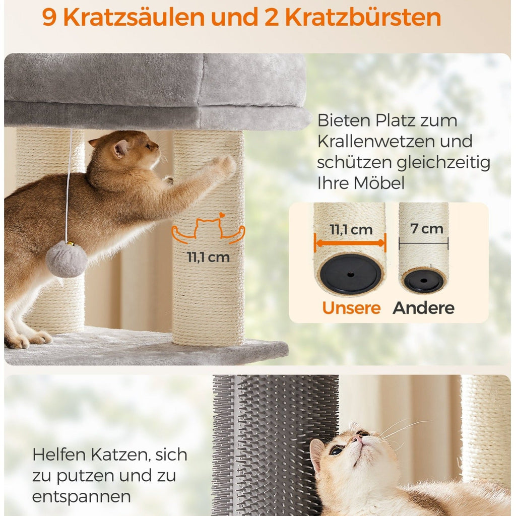 Katzenbaum Mehrstufig mit Höhle Hängematten und Pompom