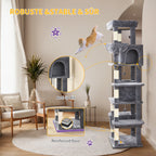 Großer Katzenbaum Mehrstufiges Haus mit 8 Kratzstämmen und Hängematte