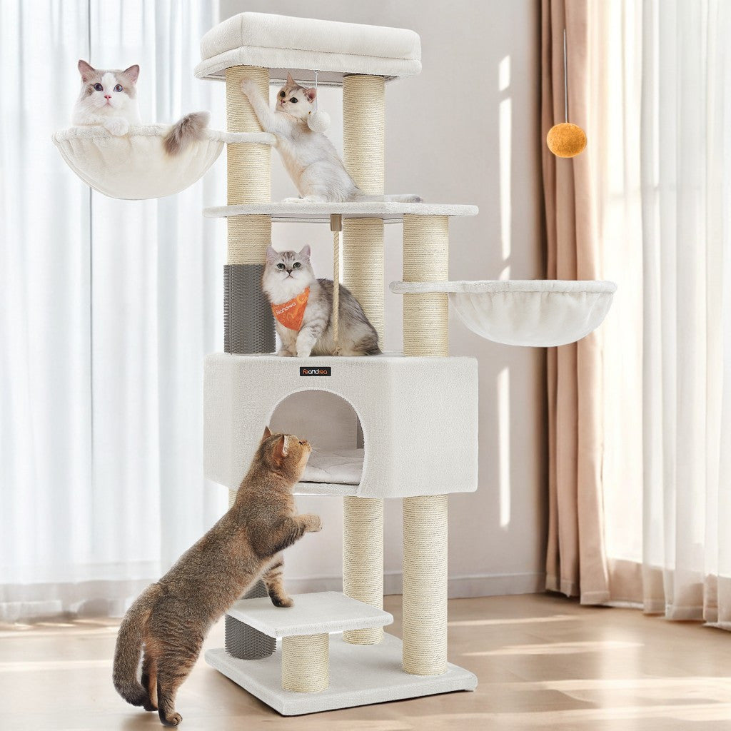 Katzenbaum Mehrstufig mit Höhle Hängematten und Pompom