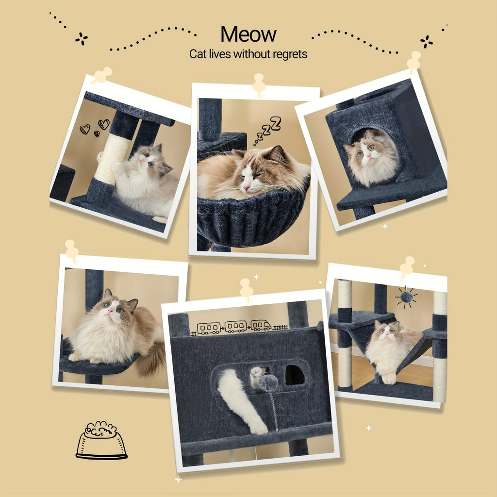 Großer Katzenbaum mit Liegeplatz Waschbarer Matte und 2 Nischen