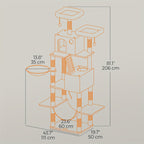 Großer Kratzturm Condo mit Kratzstämmen Rampe Höhlen und Hängematte
