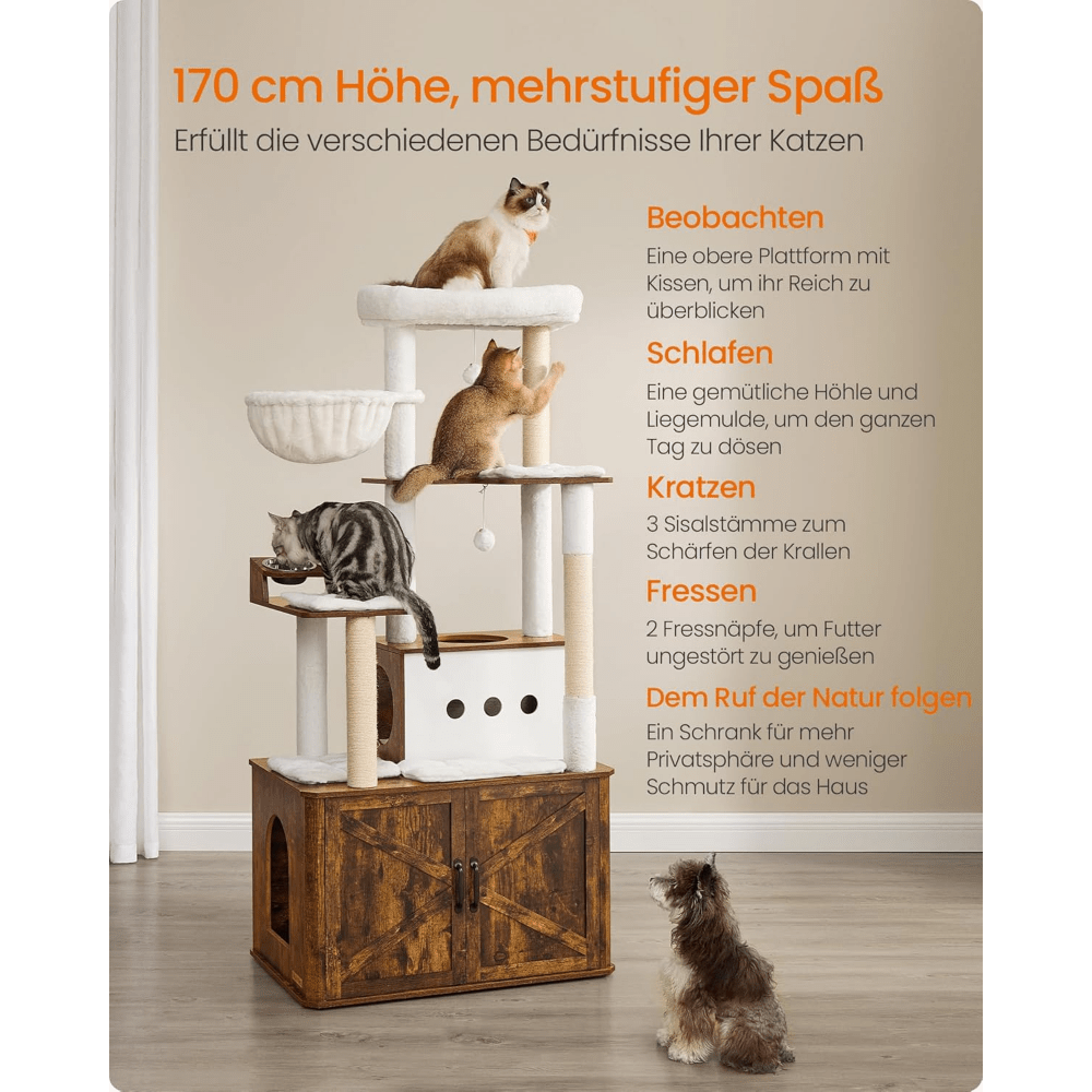 XXL Katzenbaum mit Katzenklo Holzschrank