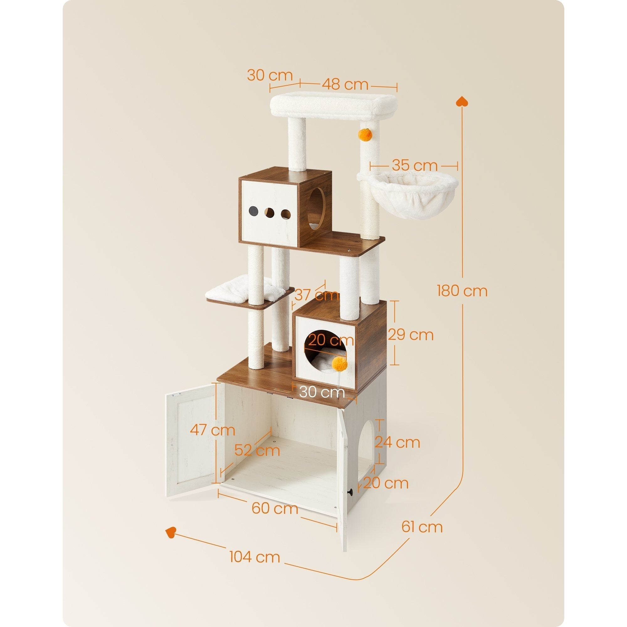 XXL Katzenbaum mit Katzenklo Schrank und Kratzpappe