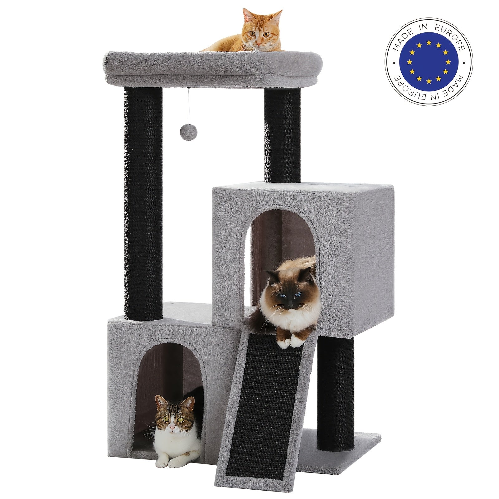 Großer Kratzturm Mehrstufig mit Hängematten für Erwachsene Katzen