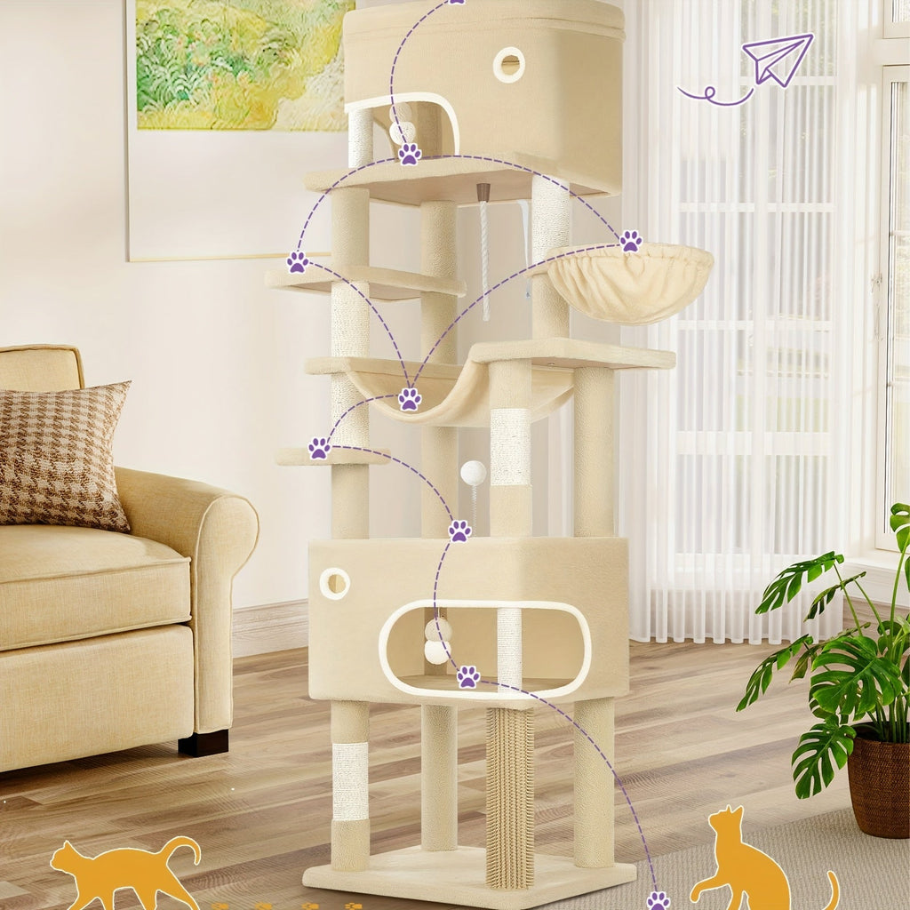 Kratzbaum Große Plattform mit 2 Höhlen und 7 Sisalstämmen