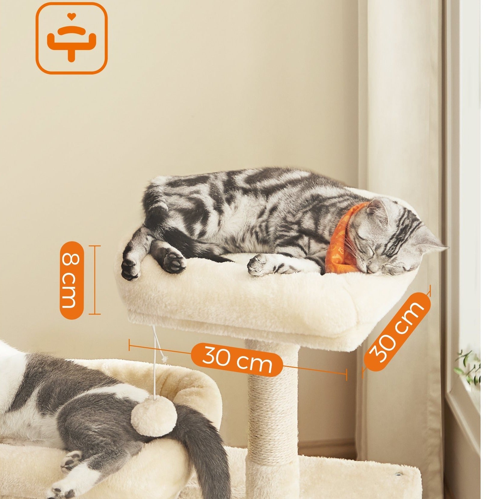 Kratzbaum Mehrstufig mit Höhle Rampe und Pom-Poms