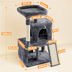 Stabiler Kratzbaum Spielbaum mit Spielball und 2 Häusern