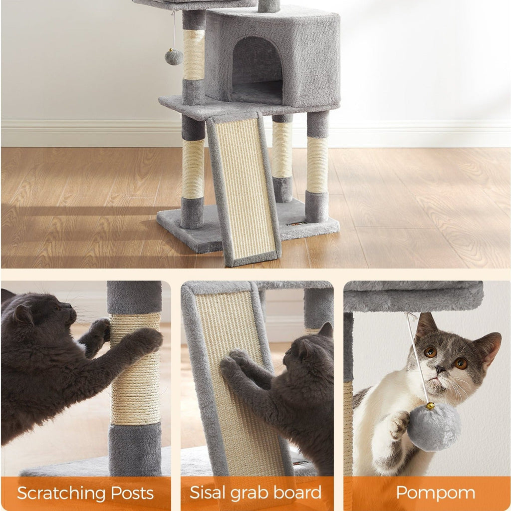 Kratzbaum Mehrstufig mit Höhle Rampe und Pom-Poms