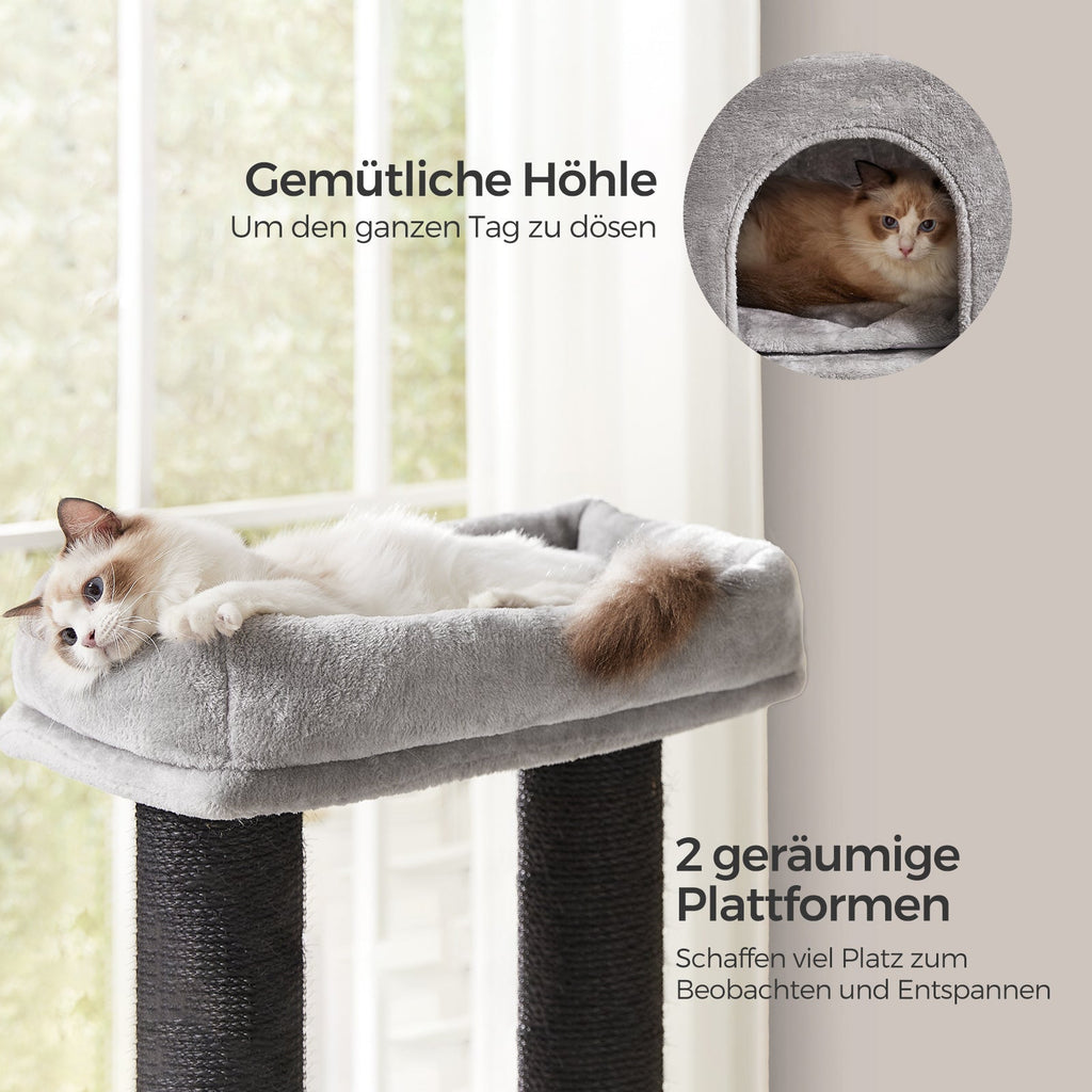 Katzenbaum Mehrstufig mit Höhle Hängematten und Pompom