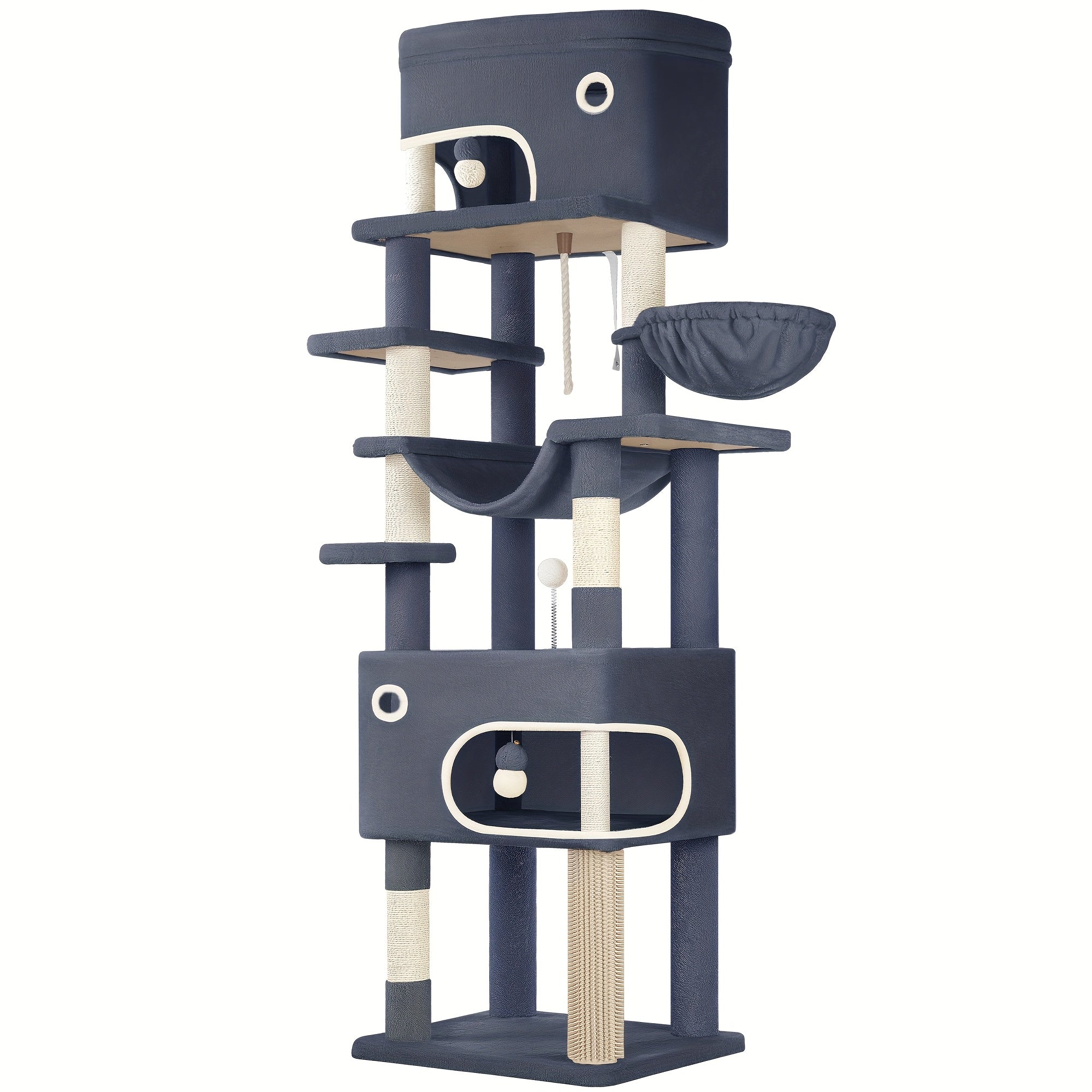 Kratzbaum Große Plattform mit 2 Höhlen und 7 Sisalstämmen