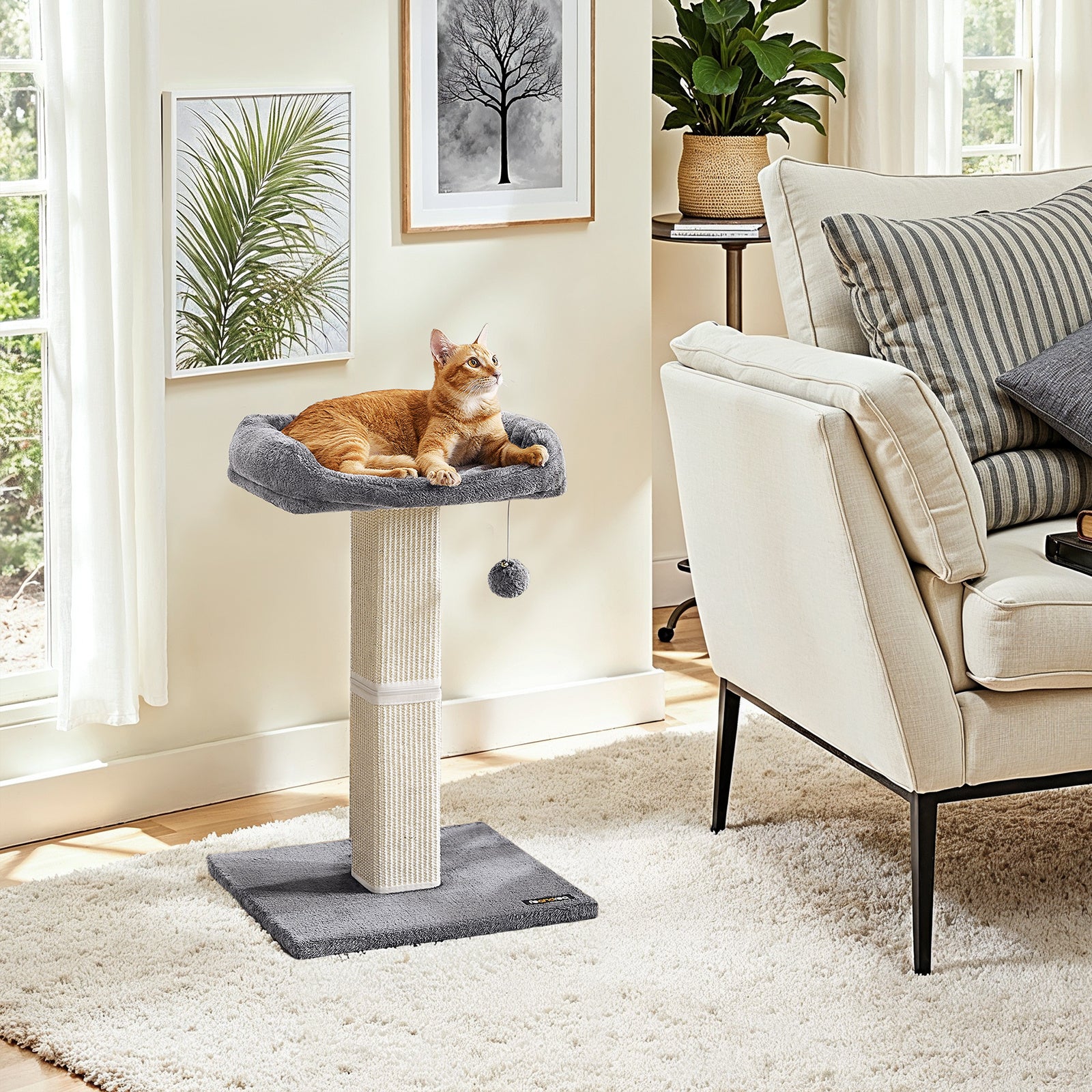 Kratzbaum mit Plüsch-Plattform und Ball