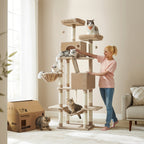 Großer XXL Kratzbaum mit Stämmen Höhlen und Hängematte