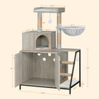 Katzenklo-Möbel und Katzenhaus 4-in-1 mit Kratzstämmen