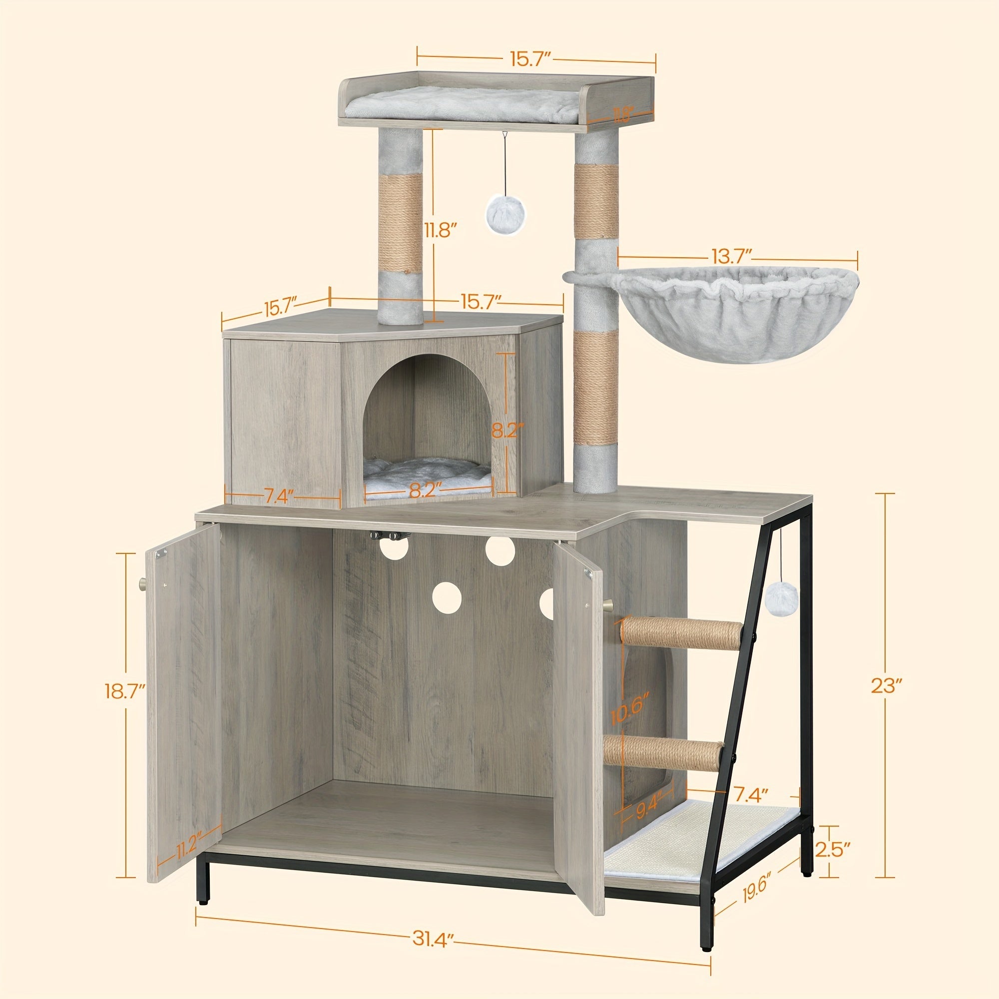 Katzenklo-Möbel und Katzenhaus 4-in-1 mit Kratzstämmen