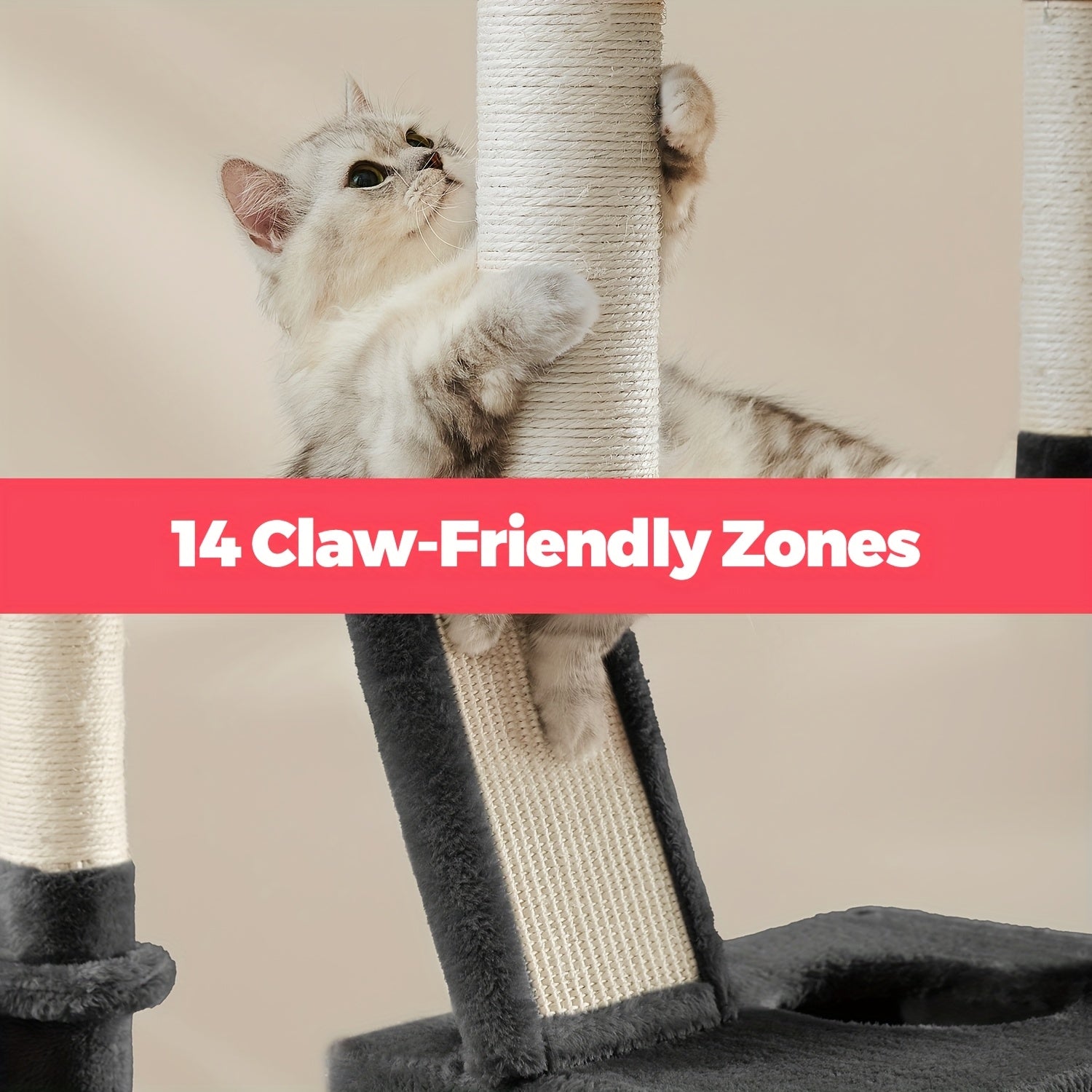 Großer Kratzturm Condo mit Kratzstämmen Rampe Höhlen und Hängematte