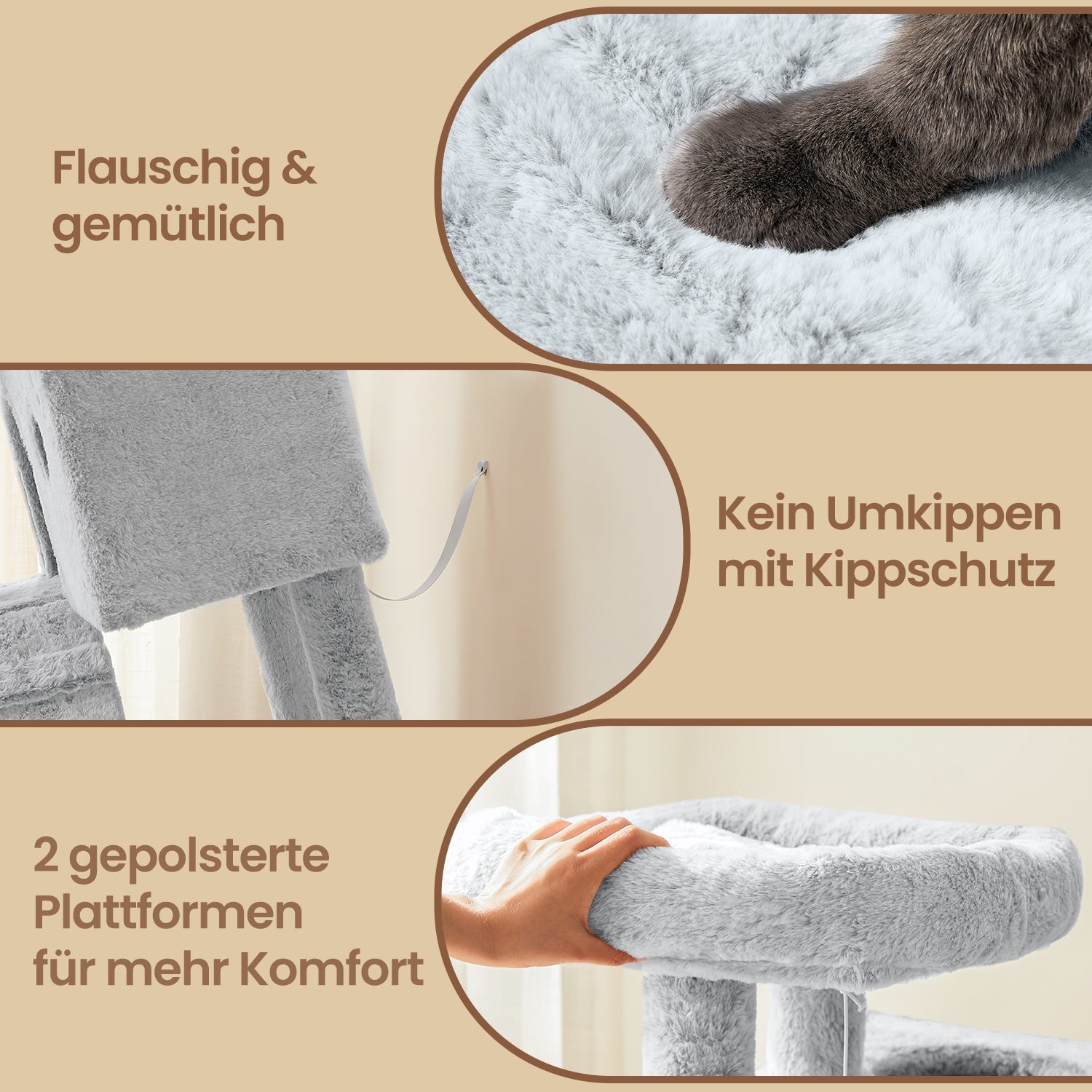 Katzenbaum Klettergerüst mit Betten Hängematte und Treppen