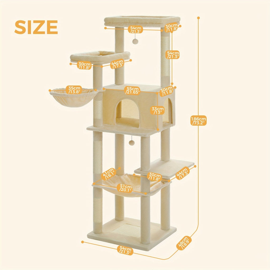 Großer Kratzturm Metallrahmen Hängematten Mehrstufig für Große Katzen