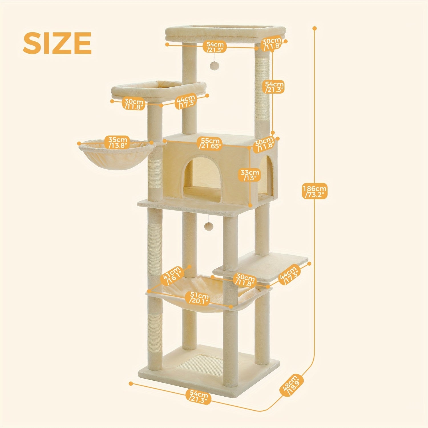 Großer Kratzturm Metallrahmen Hängematten Mehrstufig für Große Katzen